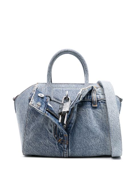 Givenchy mini antigona lock denim tote bag